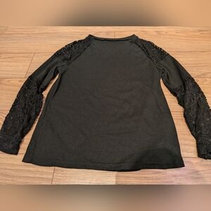 Elegant Black Lace Sleeve Women's Top
